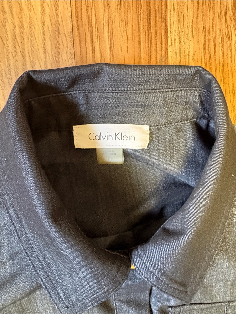 Calvin Klein Dark Navy Short-Sleeve Belted Shirt Midi Dress - Picture 2 of 6
